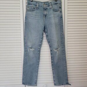 AG Ex boyfriend Slouchy Slim Crop Knee Tear Jean in 23 Years Bungalo